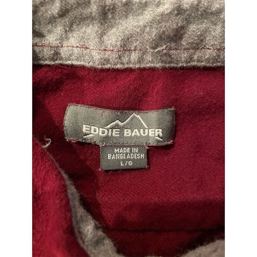 Eddie Bauer Men's L Red Long Sleeve Flannel Button-Up Shirt Casual - Picture 7 of 7
